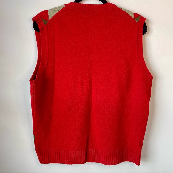 J. Crew Men’s Red/Gray Lambswool Argyle Sweater Vest Preppy Academia Size Large - Picture 5 of 16